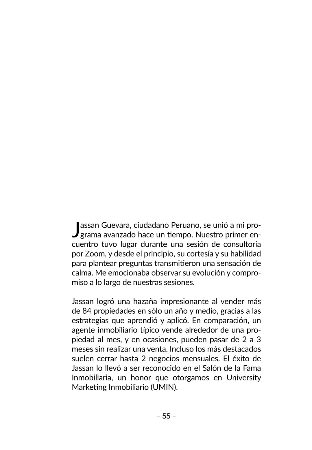 Página del libro donde aparece el caso de éxito del Ing. Jassan Guevara