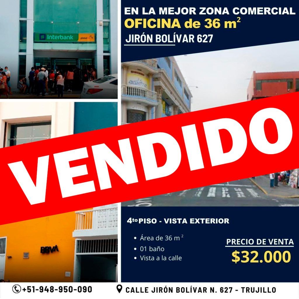 Oficina vendida en el Centro de Trujillo | Jirón Bolívar 627