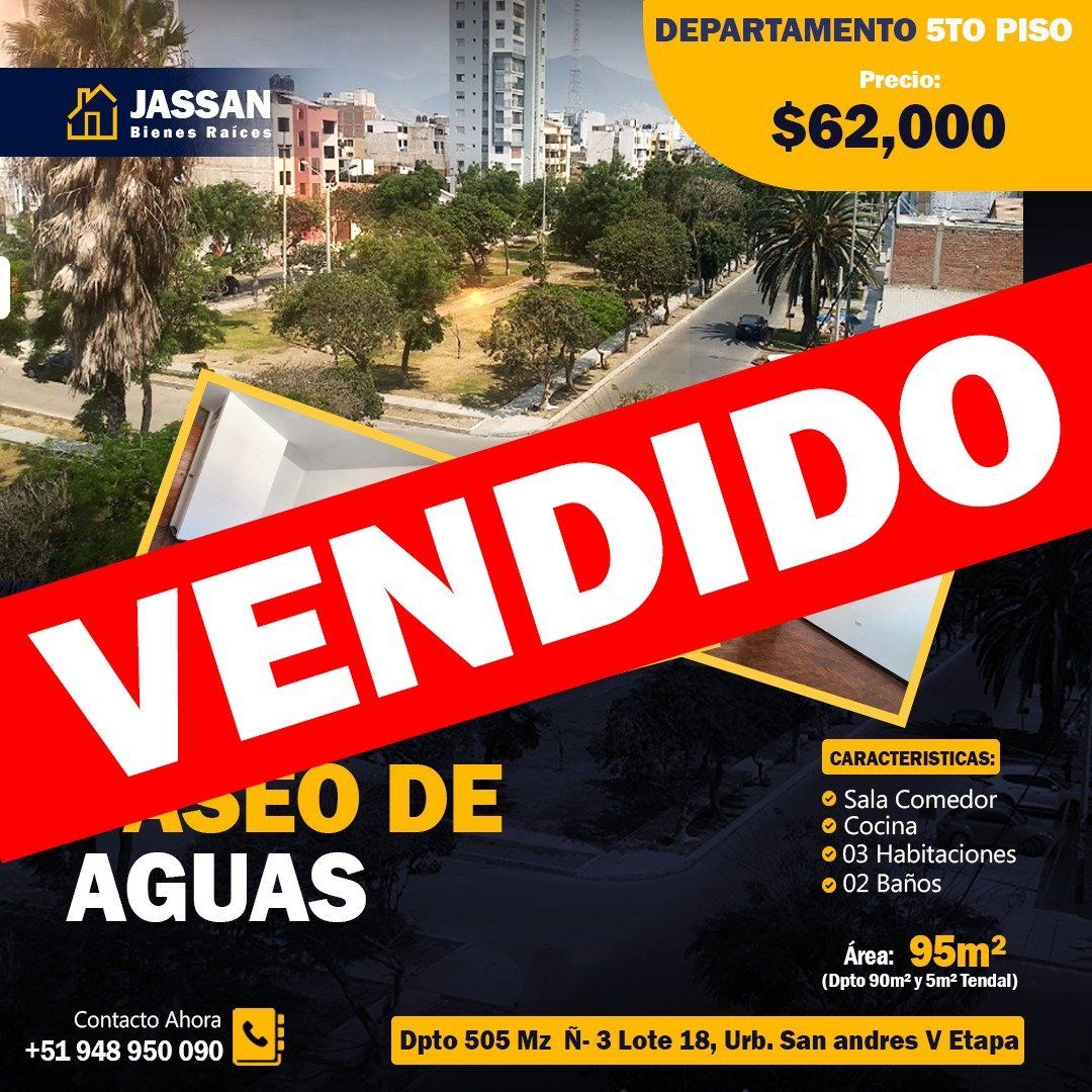 Departamento vendido en Víctor Larco Herrera, Urb. San Andrés V Etapa, 5to piso, comercializado por JASSAN Bienes Raíces en Trujillo